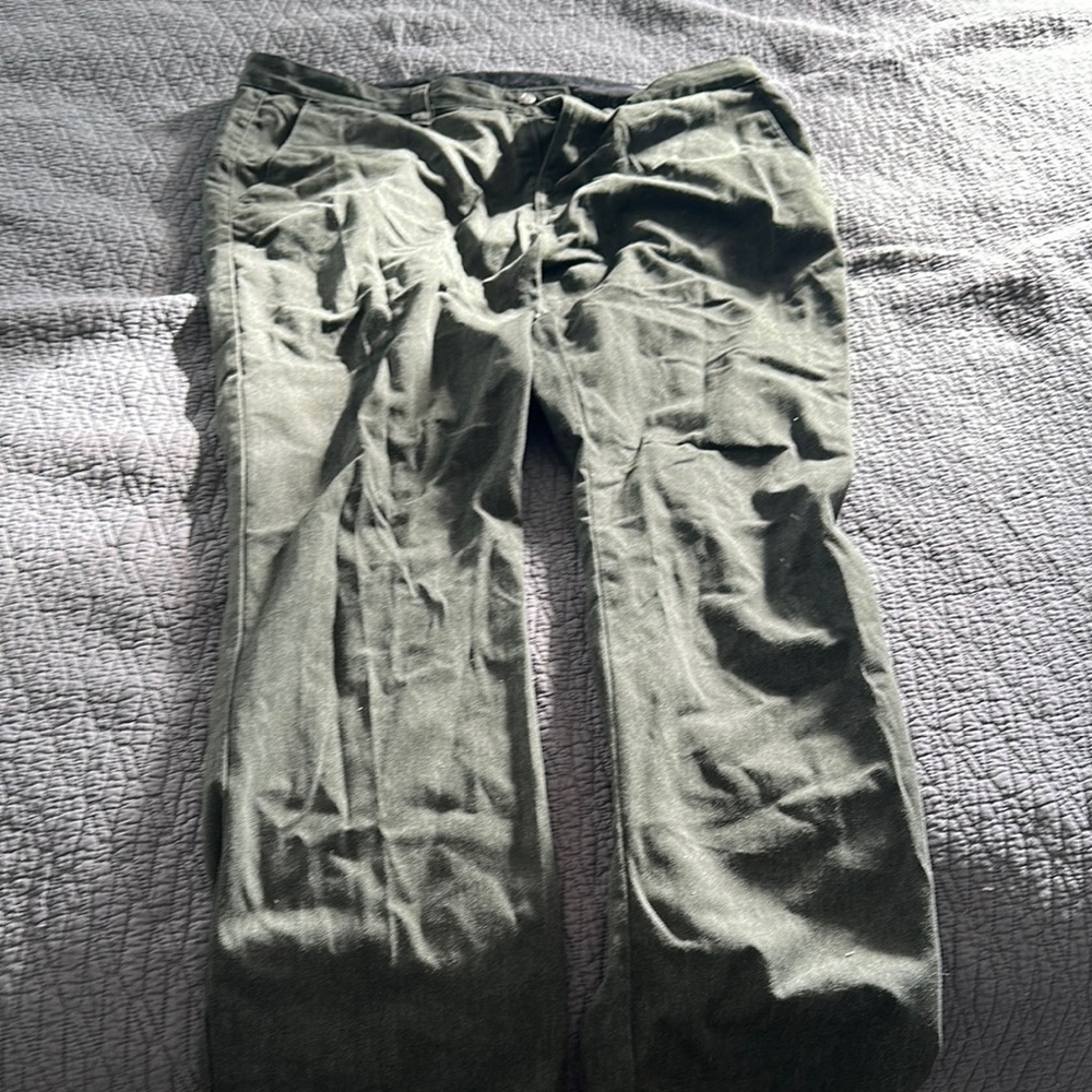 Green Chinos Straight Leg Cotton Blend